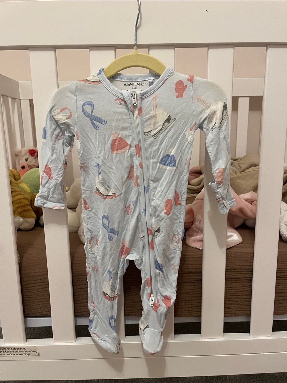 Angel Dear Pale Blue ice skates Zipper Footed One-Piece